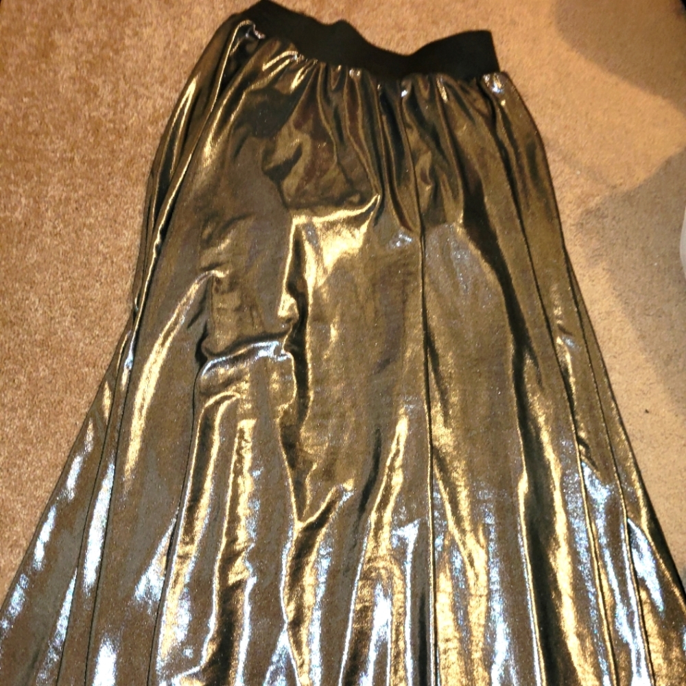 Metallic skirt, floor length, slit in the back
